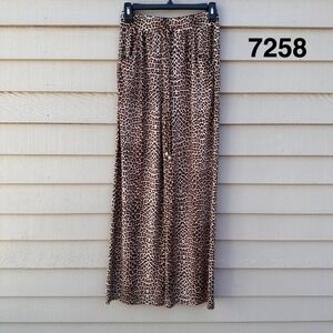 Beach Break Leopard Wide Leg Pants Womens Small Pull On Lounge Stretch Animal